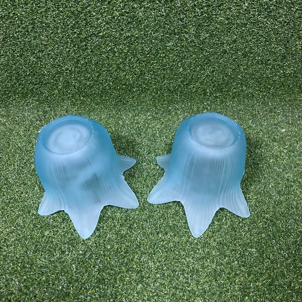 Vintage Lot Light Blue Glass Tulip Flower Candle Votive Holder